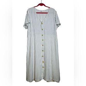 Old Navy Linen Blend Midi Dress Button Front Casual Comfort Size XXL